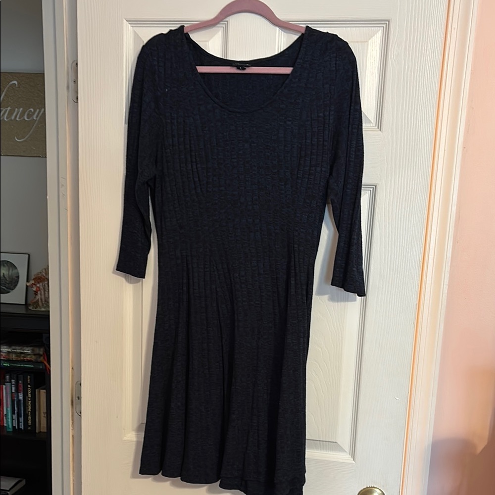 Torrid Blue A-Line Dress 3/4 Sleeve Crew Neck